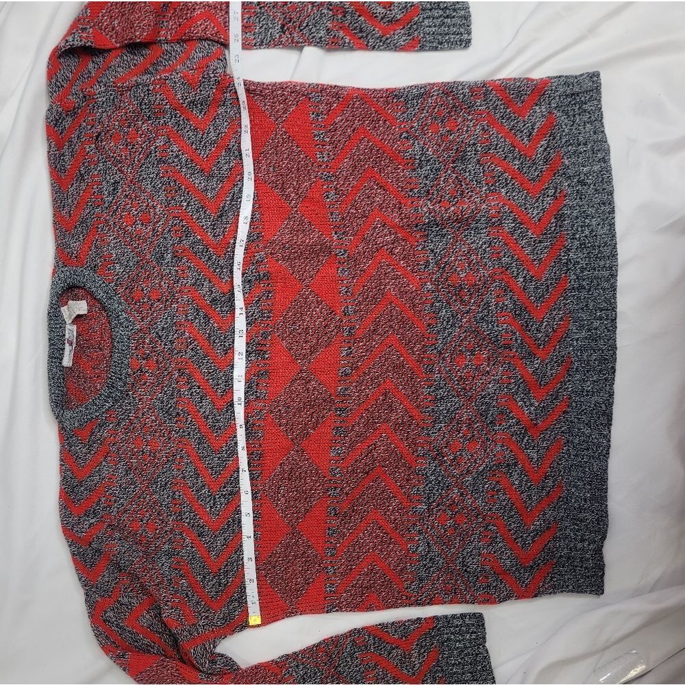 VINTAGE 90s oversized sweater red printed grandpa unisex M - Picture 5 of 6